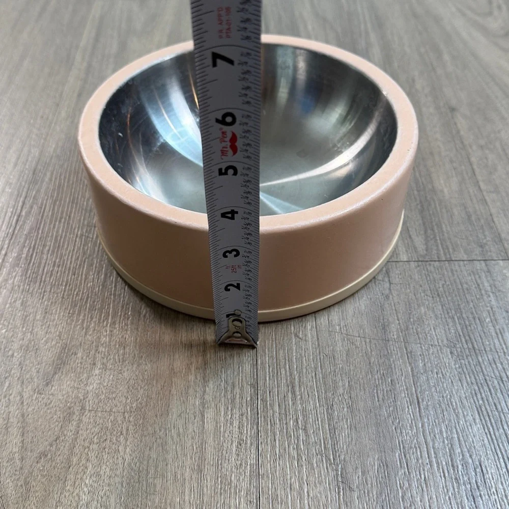 Stainless Steel and Pink Pet Bowl